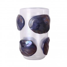 Iridescent Murano glass vase with applied elements